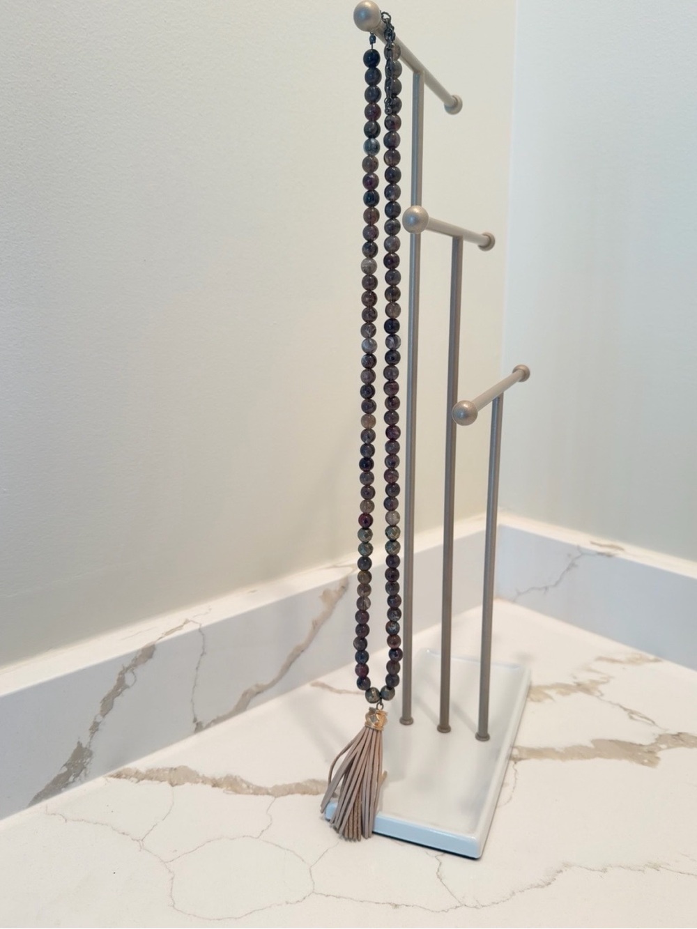 Evereve Beaded Drop Tassel Necklace